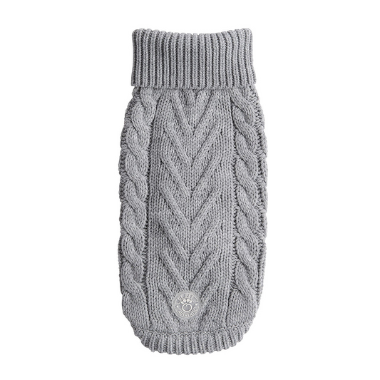 Chalet Dog Sweater Cable Knit- Grey