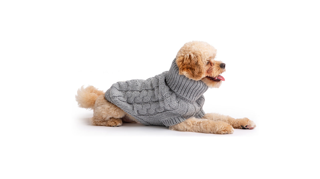 Chalet Dog Sweater Cable Knit- Grey