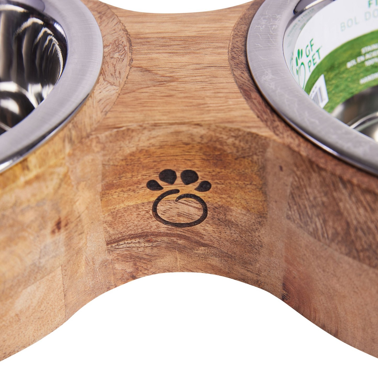 Wood & Metal Bowl Double Feeder