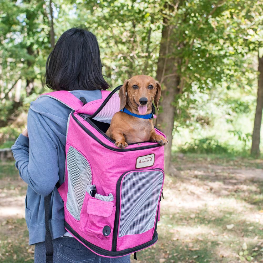 Pawfect Pets Backpack Pet Carrier in Pink and Gray Combo