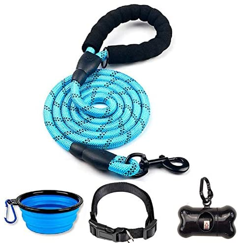 6 FT Thick Highly Reflective Dog Leash- Blue