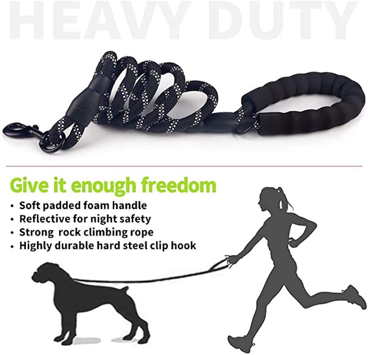 6 FT Thick Highly Reflective Dog Leash- Blue