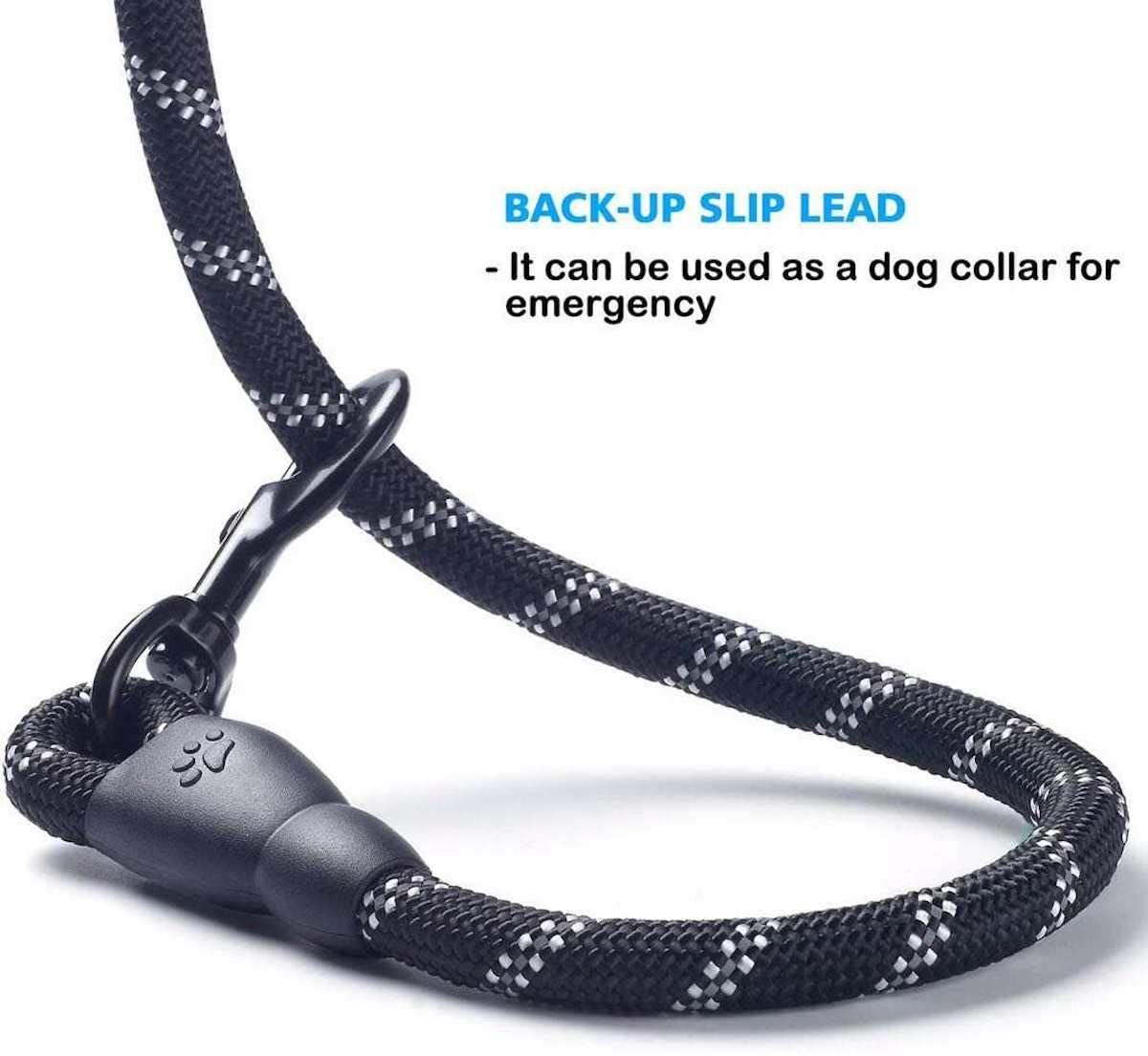 6 FT Thick Highly Reflective Dog Leash- Black